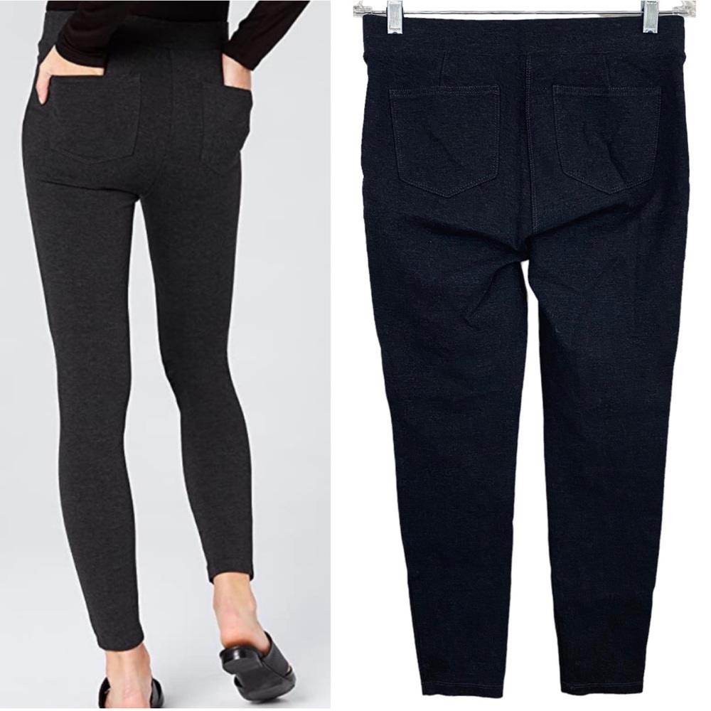 Daily Ritual Women's Charcoal Gray Ponte Knit Seamed Front Back Pocket Leggings